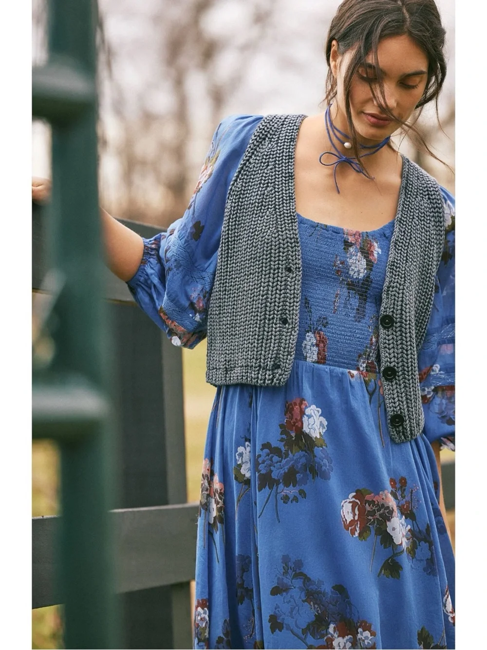 Free People Bohemian Witchy Fairy Morning Glory Maxi Dress Bluebell Medium NWT